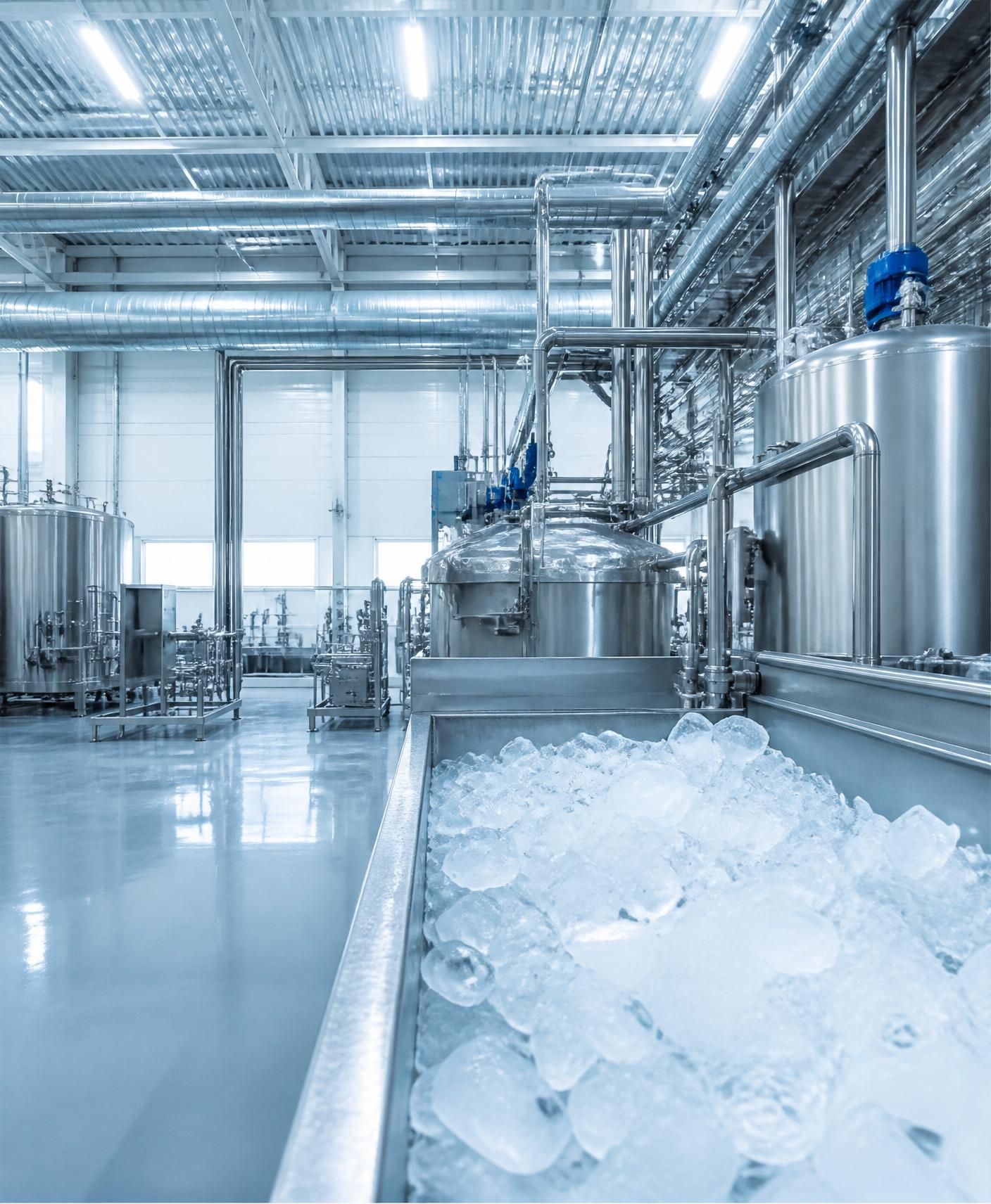 Interior da unidade de produção de gelo da ICE ON ICE
